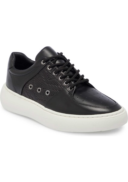 Siyah Hakiki Deri Erkek Sneaker - E24I1AY56710-A23