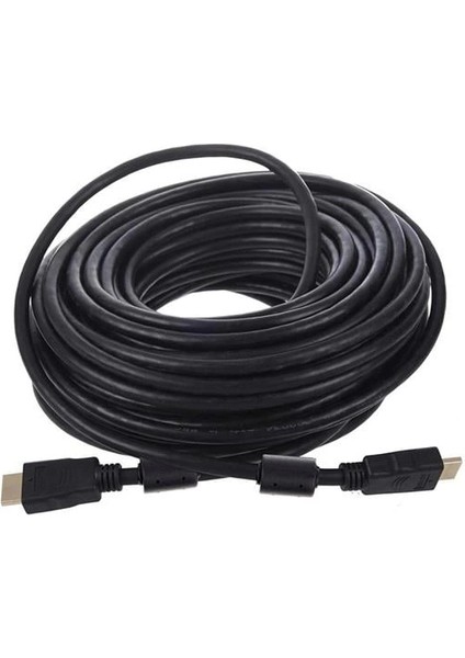 G-507FS Plastik Düz Siyah 20 Metre Gold Poşetli HDMI Kablo