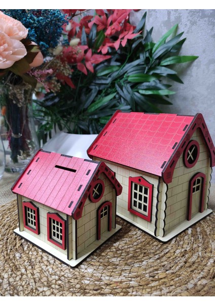 Ahşap 2li Ev Kumbara Büyük& Küçük Ebeveyn&çocuk fiyatları