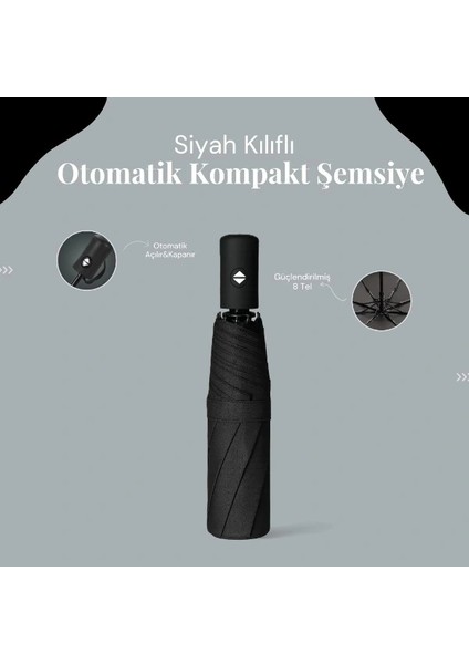 Buğz Siyah Kılıflı Otomatik Kompakt Şemsiye