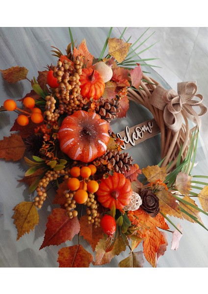 Balkabaklı Kapı Süsü 35 Cm, Dekor, Hediye, Kabak, Ev Dekor, Çelenk, Hallowen, Sonbahar modelleri