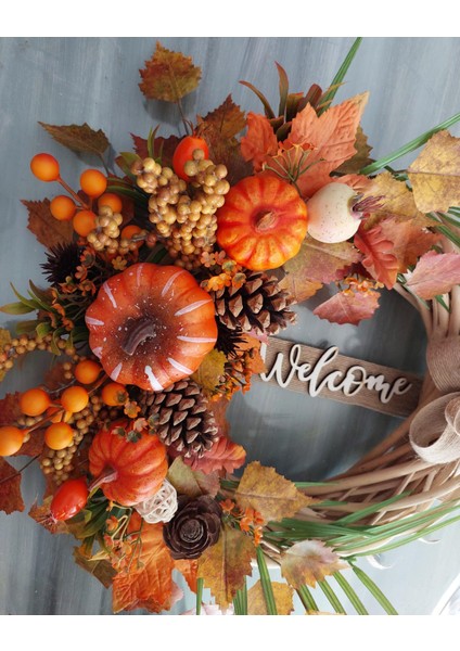Balkabaklı Kapı Süsü 35 Cm, Dekor, Hediye, Kabak, Ev Dekor, Çelenk, Hallowen, Sonbahar fırsatları