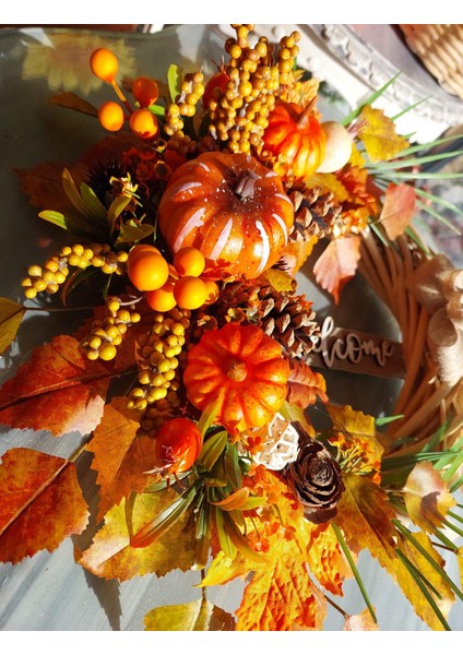 Balkabaklı Kapı Süsü 35 Cm, Dekor, Hediye, Kabak, Ev Dekor, Çelenk, Hallowen, Sonbahar indirimleri