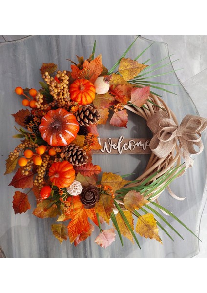 Balkabaklı Kapı Süsü 35 Cm, Dekor, Hediye, Kabak, Ev Dekor, Çelenk, Hallowen, Sonbahar