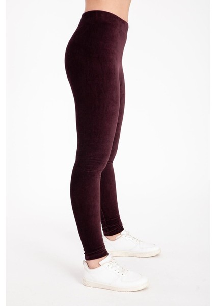 Vogsign Kadın Fitilli Kadife Yüksek Bel Tayt 618 Bordo fiyatları