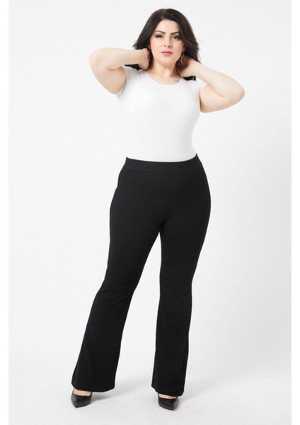 Kadın Siyah Ispanyol Paça Tayt