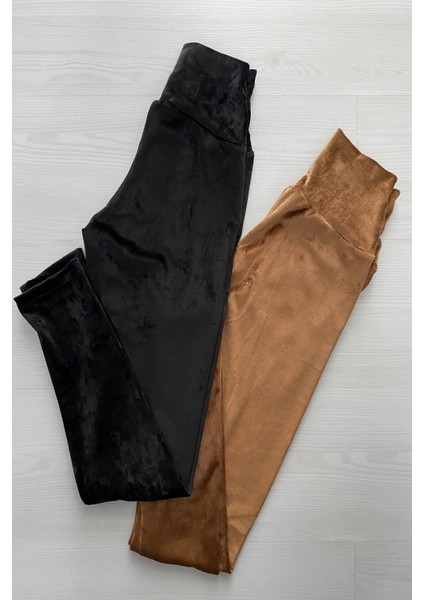 Yüksek Bel Fransız Siyah Kadife Tayt fırsatları