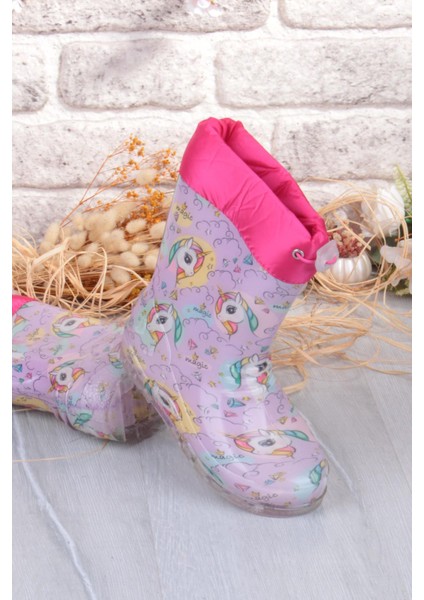 7061 Pembe Uniko Figürlü Içi Peluşlu Su Geçirmez Kız Çocuk Kar Yağmur Çizmesi indirimleri