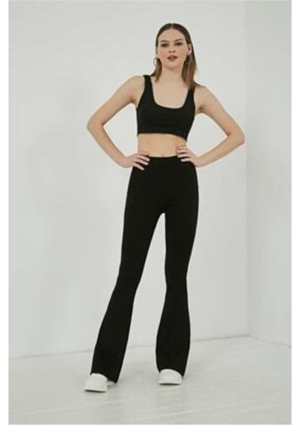 Kadın Siyah Yüksek Bel Ispanyol Paça Tayt ISP745 fiyatları