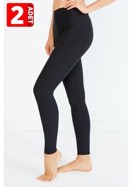 2'li Paket Termal Kışlık Kalın Uzun Alt Içlik Tayt Siyah Renk