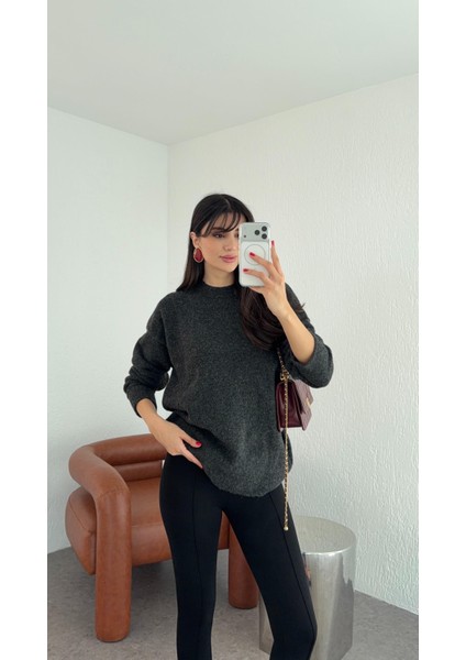 Bisiklet Yaka Antrasit Kazak