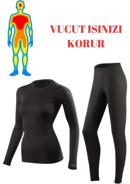 Kadın Termal Yüksek Bel Tayt Içlik Termal Üst Body Siyah Kadın Termal Takım fiyatları