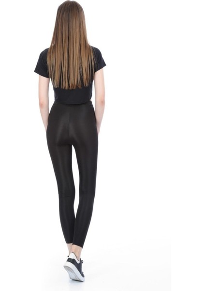 Kadın Siyah Parlak Yüksek Bel Toparlayıcı Disko Tayt fiyatları