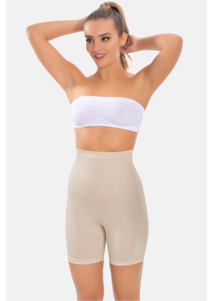 Basen Toparlayıcı Bel Incelten Kalça Sıkılaştırıcı Yüksek Bel Paçalı Korse Tayt