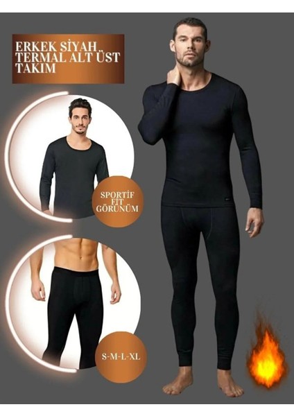 Erkek Tam Koruma Sibirya Soğukları Için Uygun Alev Gibi Siyah Termal Takım