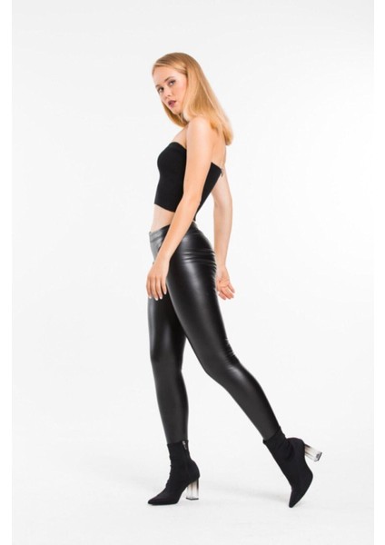 Kadın Siyah Yüksek Bel Tayt