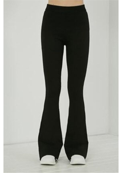 Kadın Siyah Yüksek Bel Ispanyol Paça Tayt ISP745 modelleri
