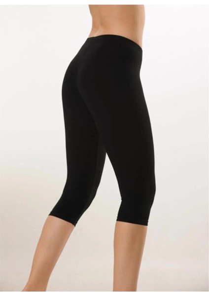 Kadın Pamuk Siyah Diz Altı Kapri Tayt & Rahat Doku fiyatları