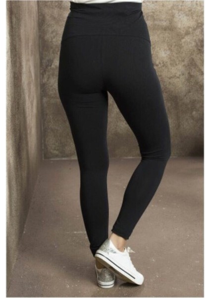 Kadın Siyah Ayarlanabilir Bel Organik Pamuklu Likralı Hamile Tayt fırsatları