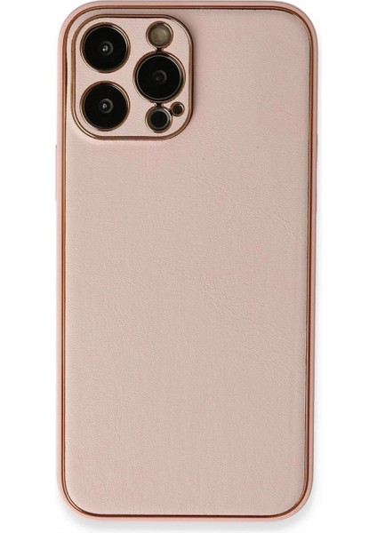iPhone 13 Pro Kılıf Coco Deri Silikon Kapak - Pembe