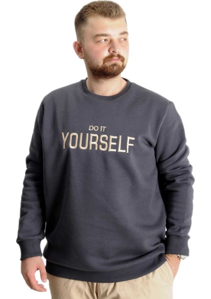 Mode Xl Büyük Beden Erkek Sweat Bisyaka Do It Yourself 23168 Fume