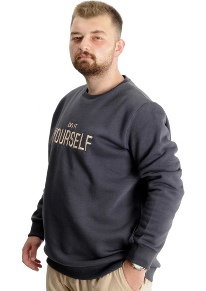 Mode Xl Büyük Beden Erkek Sweat Bisyaka Do It Yourself 23168 Fume fiyatları