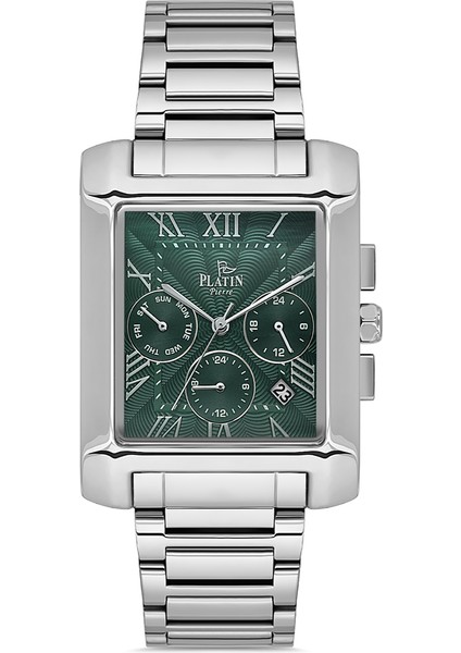 PL-1167GA-A10 Çelik Kordon Fonksiyonları Aktif Kare Erkek Kol Saati