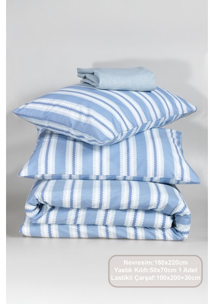 Scatt Nevresim Takımı Tek Kişilik Lastikli Çarşaf (160X220 Cm) Mavi