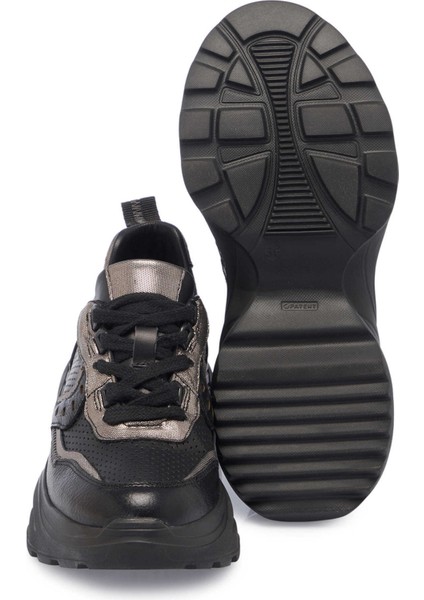 Siyah Hakiki Deri Kadın Sneaker - K24I1AY67312-A23