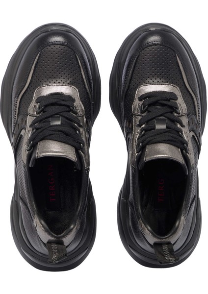 Siyah Hakiki Deri Kadın Sneaker - K24I1AY67312-A23