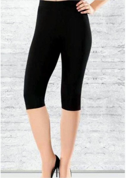 Kadın Siyah Kapri Likralı Modal Tayt Yeni Sezon (1 Adet Ekonomik)