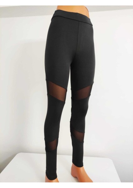 Tül Detaylı Yüksek Bel Dalgıç Tayt