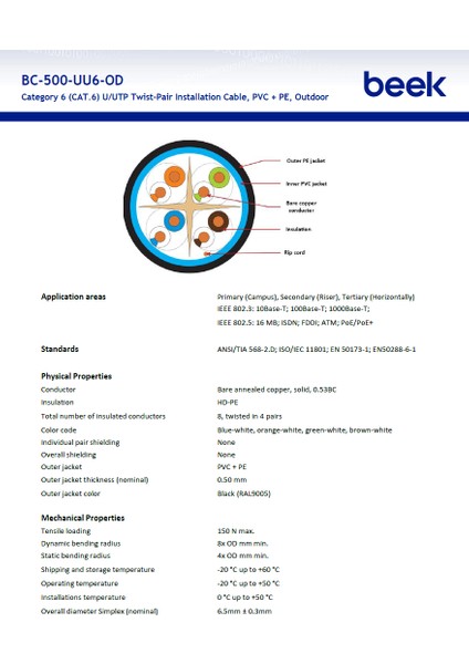 Cat6 70 Metre U-Utp Saf Bakır Dış Mekan Data Kablosu 4X2X23 Awg Pe Siyah Renk modelleri