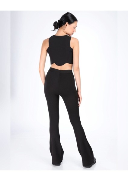 Kadın Siyah Ispanyol Paça Çelik Örme Tayt fiyatları