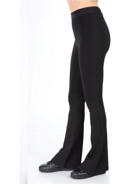 Kadın Siyah Ispanyol Paça Çelik Örme Tayt modelleri