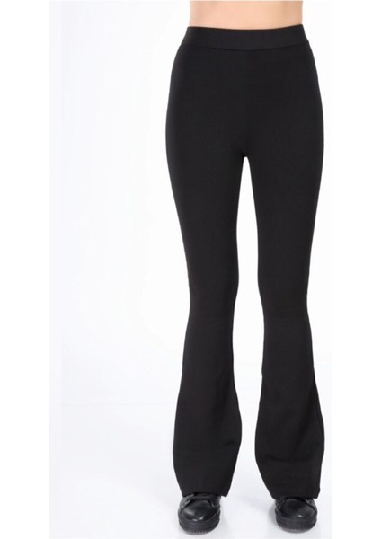 Kadın Siyah Ispanyol Paça Çelik Örme Tayt fırsatları