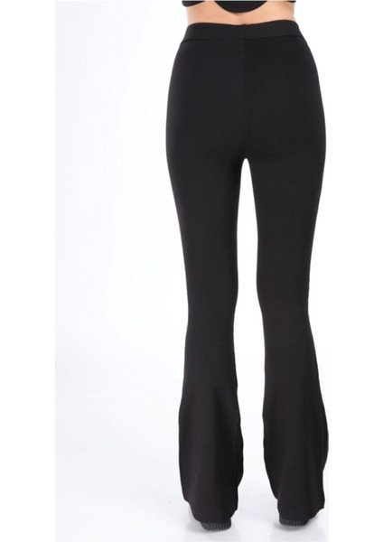 Kadın Siyah Ispanyol Paça Çelik Örme Tayt indirimleri