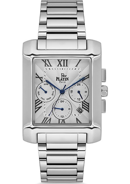 PL-1167GA-A1 Çelik Kordon Fonksiyonları Aktif Kare Erkek Kol Saati