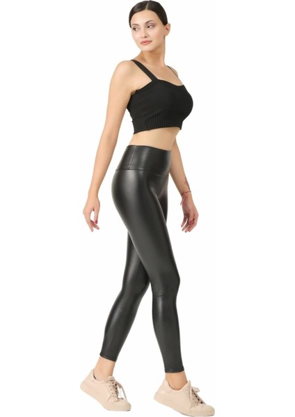 Kadın Yüksek Bel Siyah Içi Peluş Kışlık Deri Tayt modelleri