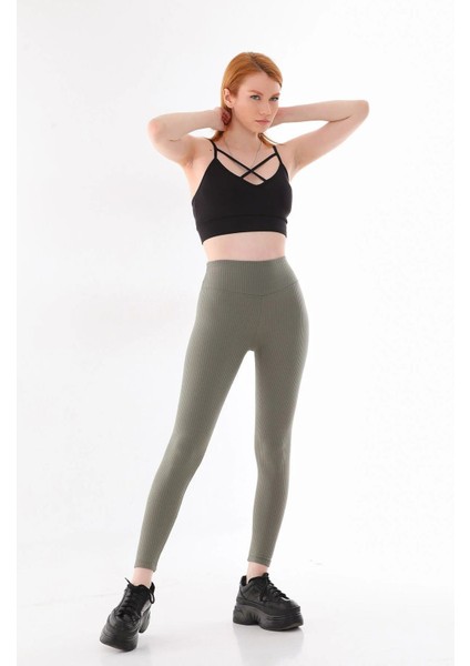 Kadın Hafif Korseli Şardonlu Fitilli Toparlayıcı Kışlık Tayt