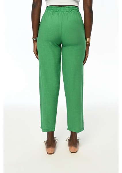 Kadın Beli Lastikli Rahat Kalıp Düz Renk Pantolon modelleri