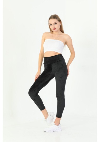 Vogsign 478 Kadın Siyah Fransız Kadife Toparlayıcı Yüksek Bel Tayt modelleri