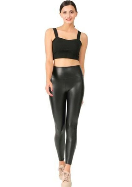 Kadın Siyah Içi Peluşlu Yüksek Bel Deri Tayt fiyatları