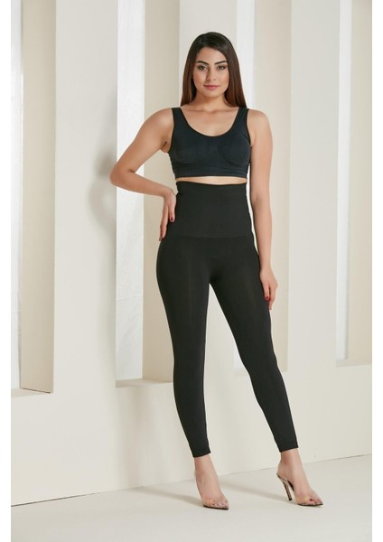 Kadın Siyah Ekstra Sıkılaştırıcı Yüksek Bel Korse Tayt