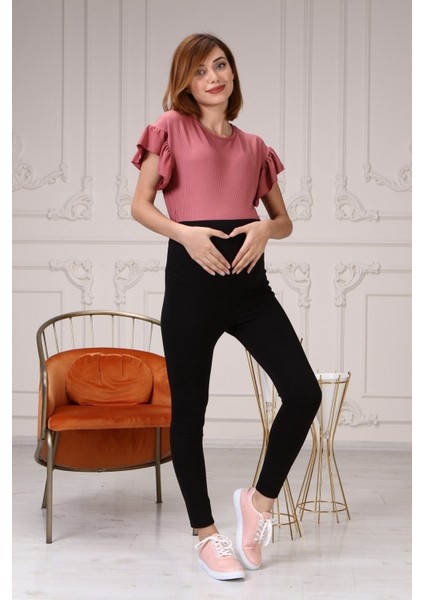 Kadın Siyah Ayarlanabilir Bel Hamile Tayt fiyatları