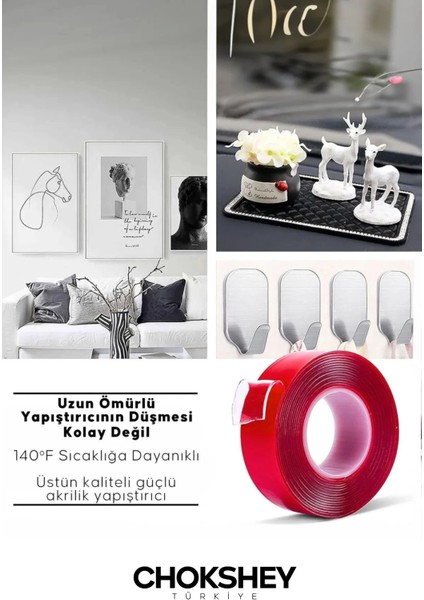 Çift Taraflı Vhb Şeffaf Silikon Band 50 kg Ekstra Güçlü Iç Dış Mekan Uyumlu 24MMX2M - 4 Adet fiyatları