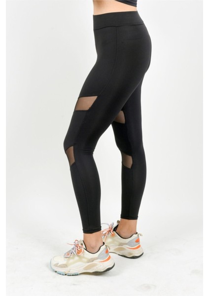 Kadın Siyah Tül Detaylı Tayt fiyatları