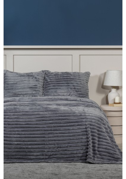 Mateo Battaniye Seti Çift Kişilik Wellsoft 3 Parça (230X250 Cm) Antrasit