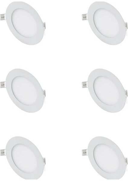 6ADET 6W Slim LED Panel Spot (Beyaz Işık)