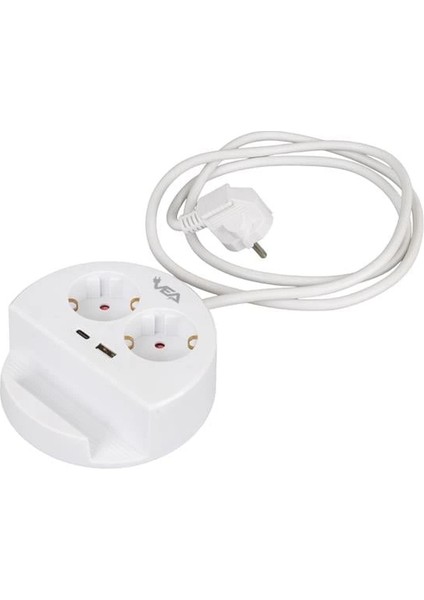 Ve- G1102C 2'li Usb+ Type-C Girişli Anahtarlı 1.5 Metre Grup Priz indirimleri